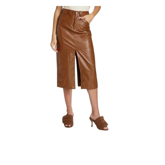 A.L.C. Vegan  Leather Pencil Skirt – Chocolate Brown Size 2 NWT - Picture 5 of 6